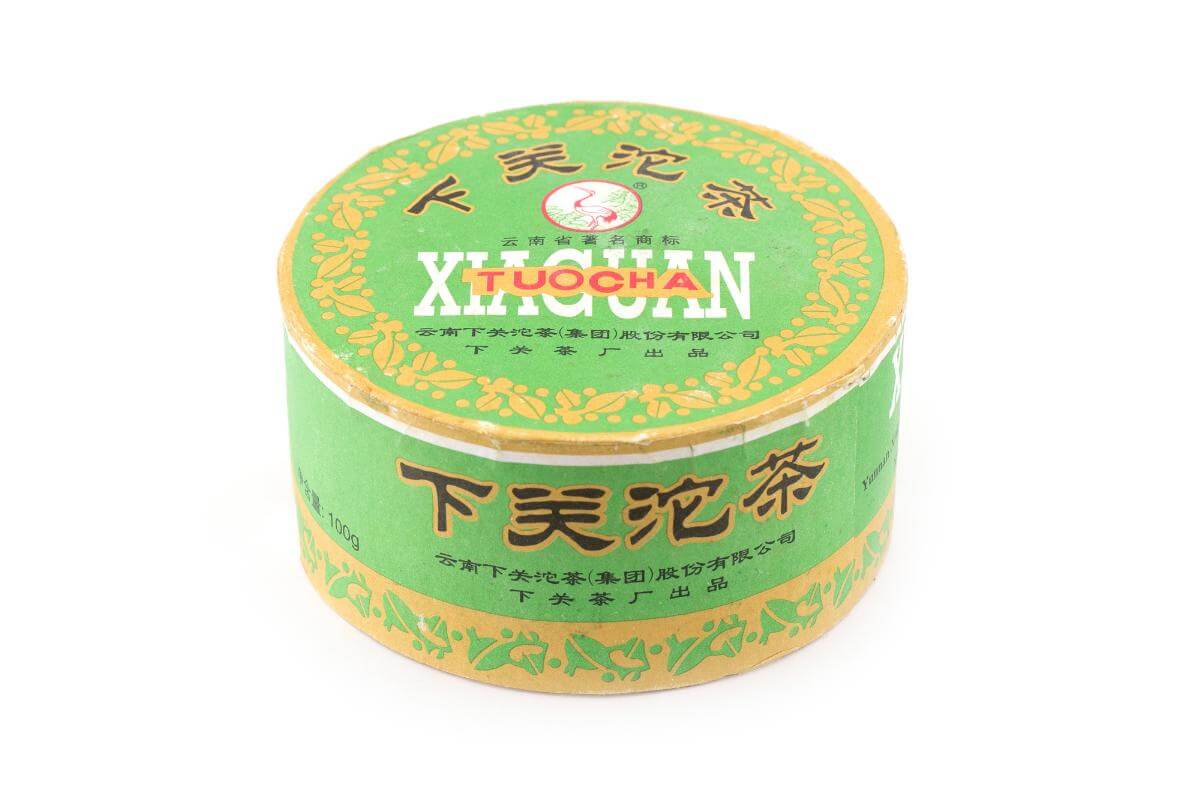 Pressed Raw Pu-erh Tea - Sheng pu-erh 2005 "Premium grade" of the "Pine and Crane" brand from the "Xiaguan" plant, 100 g