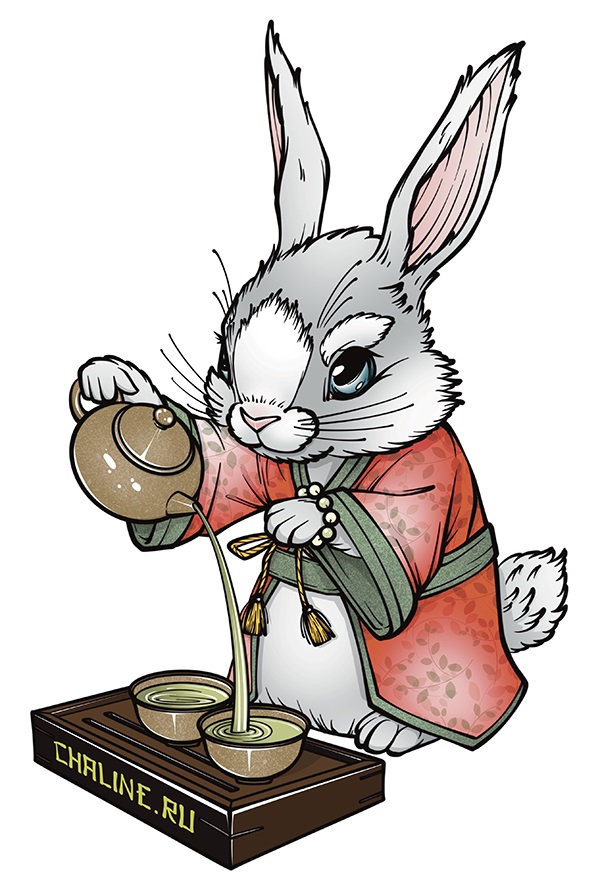 Rabbit sticker "Tea Line" 6x6 cm. Price: ₽50 rub.