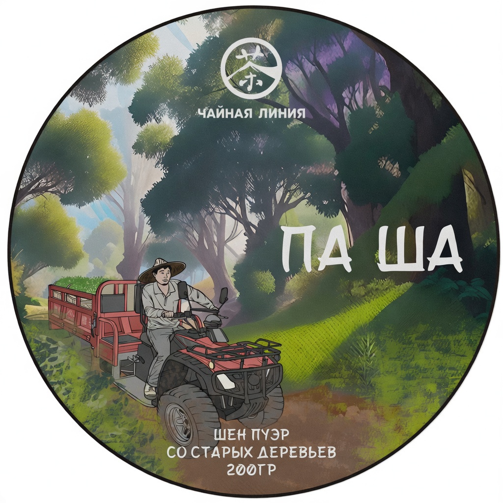 Pressed Raw Pu-erh Tea - Sheng pu-erh from ancient trees of the Pasha Mountains, brand "Tea Line", 200 g