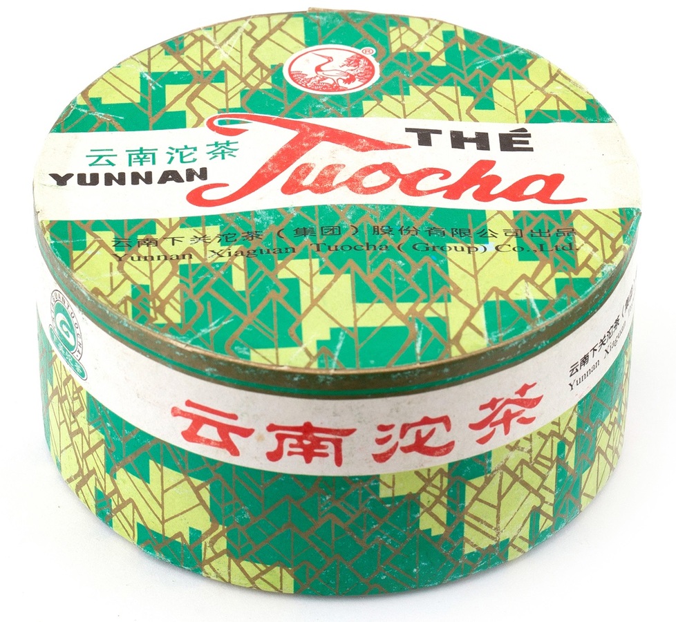 Pressed Rip Pu-erh Tea - Шу пуэр 2007 г. «Люкс» марки "Сосна и журавль" завода "Сягуань" гнездо 100 г