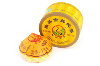 Pressed Rip Pu-erh Tea - Shu Pu-erh 2018 "Golden Thread" brand "Pine and Crane" factory "Xiaguan" nest 100g