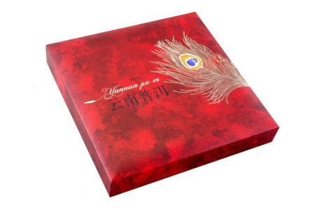 Gift packaging for a pu-erh cake "Red Peacock Feather". Price: ₽1,800 rub.