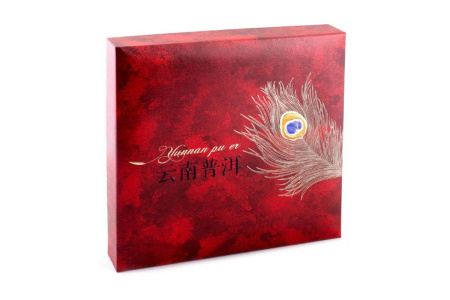 Gift packaging for a pu-erh cake "Red Peacock Feather". Price: ₽1,800 rub.