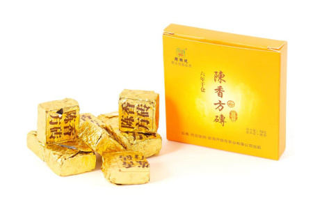 Pressed Rip Pu-erh Tea - Shu Pu'er 2013 "Aged aroma" brand "Kaishunhao" set 50 g (9 pieces per pack), 
