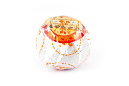 Pressed Rip Pu-erh Tea - Shu Pu-erh in a Golden Horse Mandarin, 