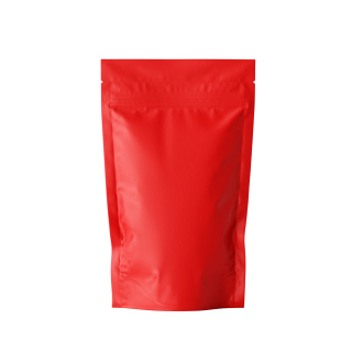 Doy-pack bag, metallized, red matte, with a zip-lock, 140*205*40. Price:  rub.