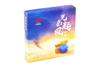 Pressed Rip Pu-erh Tea - Shu Puer 2018 "Brothers, the Wind Has Risen" brand "Dai" from the Menghai factory, 100g cake