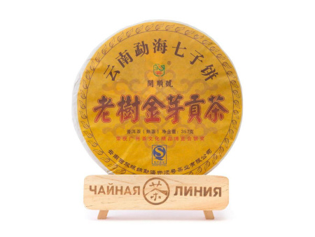Pressed Rip Pu-erh Tea - Shu Pu'er 2017 "Laoshu Jingya Gongcha" brand "Kaishunhao" 357 g, 