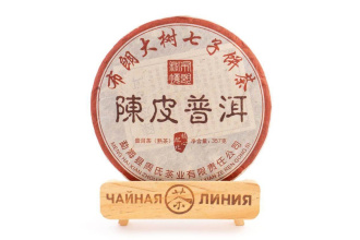 Pressed Rip Pu-erh Tea - Shu Pu-erh 2015 "In the Zest" from the Zhoushi plant, 357 g
