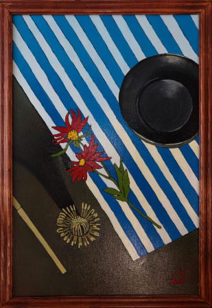 "Meeting with a Red Flower," oil on canvas, 40x60 cm. Nikolai Leushin. Price: ₽6,000 rub.