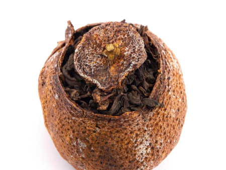 Pressed Rip Pu-erh Tea - Shu puer aged in mandarin "Chennian ju pu cha wu gonghai and chanpin", 