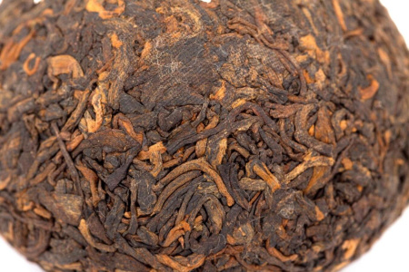 Pressed Rip Pu-erh Tea - Shu Pu-erh 2018 "Golden Thread" brand "Pine and Crane" factory "Xiaguan" nest 100g, 