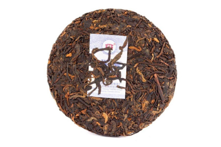 Pressed Rip Pu-erh Tea - Shu Puer 2018 "Brothers, the Wind Has Risen" brand "Dai" from the Menghai factory, 100g cake, 