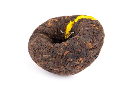 Pressed Rip Pu-erh Tea - Shu Pu-erh 2018 "Golden Thread" brand "Pine and Crane" factory "Xiaguan" nest 100g, 