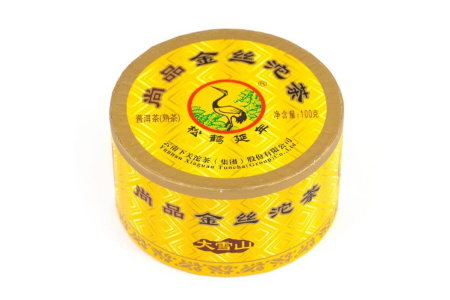 Pressed Rip Pu-erh Tea - Shu Pu-erh 2018 "Golden Thread" brand "Pine and Crane" factory "Xiaguan" nest 100g, 