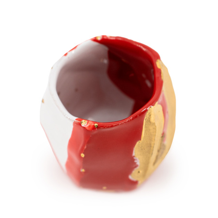 Ceramic bowl Sino "White and red" by master Huang Ronghua, 130 ml | 茶杯. Price: ₽20,630 rub.