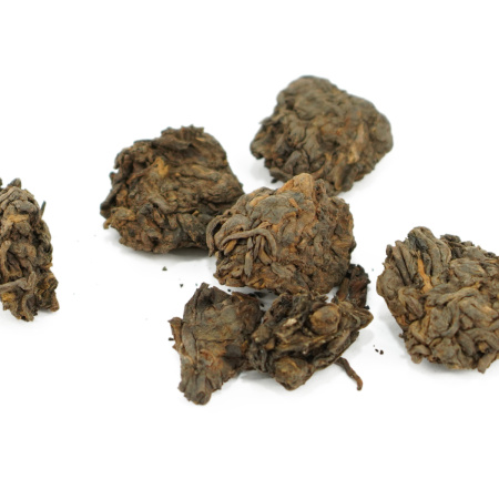 Loose Leaf Pu-erh Tea - Шу пуэр 2016 г. "Булан Лаочатоу" (Старые чайные головы с гор Булан) завода "Кайшуньхао", 