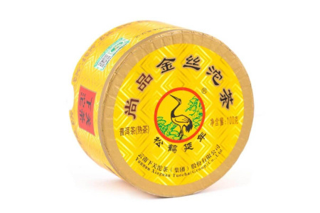 Pressed Rip Pu-erh Tea - Shu Pu-erh 2018 "Golden Thread" brand "Pine and Crane" factory "Xiaguan" nest 100g, 