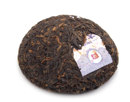 Pressed Rip Pu-erh Tea - Shu Puer 2022 "V93" brand "Dai" plant "Menghai" 100 g, 