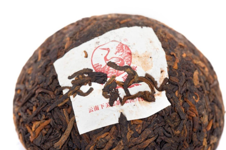 Pressed Rip Pu-erh Tea - Shu Pu-erh 2018 "Golden Thread" brand "Pine and Crane" factory "Xiaguan" nest 100g, 