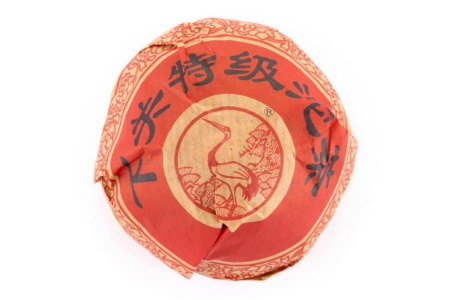 Pressed Raw Pu-erh Tea - Sheng pu-erh 2010 "Lux" brand "Pine and Crane" from the "Xiaguan" plant, nest 100 g, 