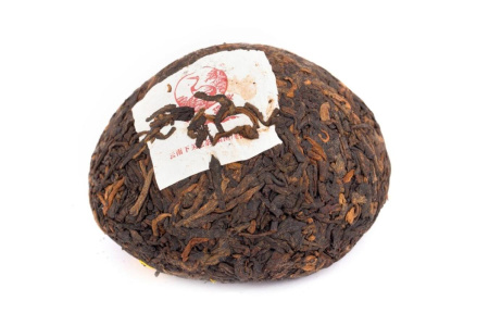 Pressed Rip Pu-erh Tea - Shu Pu-erh 2018 "Golden Thread" brand "Pine and Crane" factory "Xiaguan" nest 100g, 